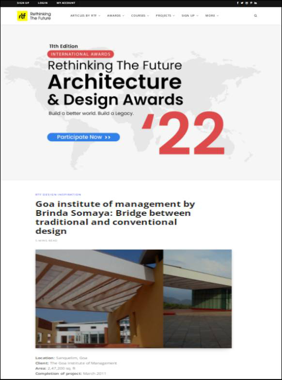 Goa institute of management by Brinda Somaya: Bridge between traditional and conventional design - Re-thinking the future
